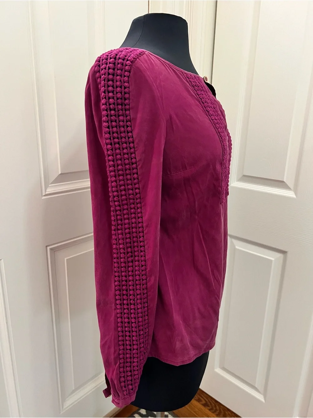Tory Burch Lillian Long-Sleeve Silk Blend Blouse